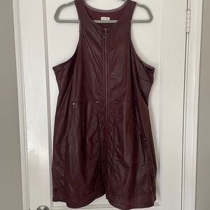 Pilcro size 16 maroon pleather crewneck zipper mini dress